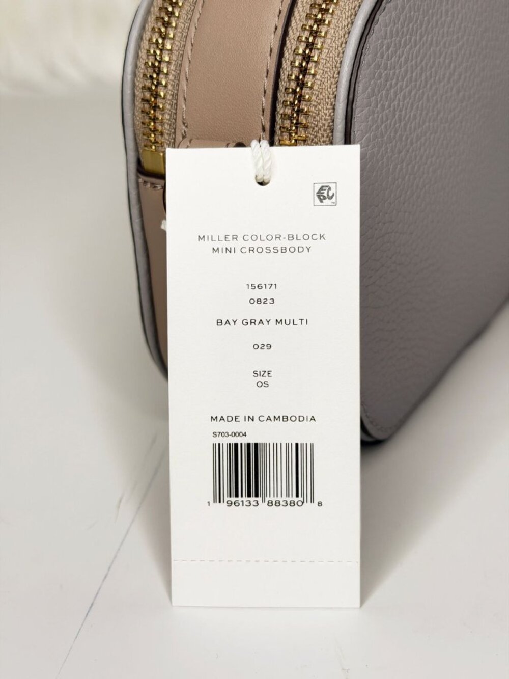 Tory Burch Mini Miller Colorblock Leather Crossbody Bag - Bay Gray Multi - Picture 8 of 8